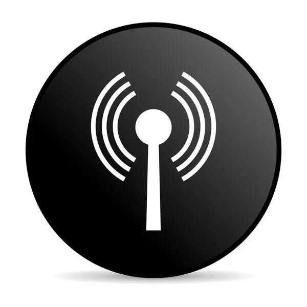 WiFi zwarte cirkel web glanzende pictogram — Stockfoto