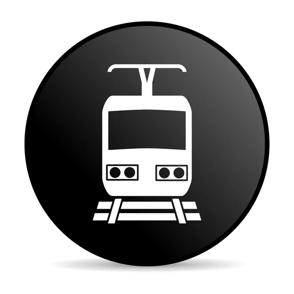 Trein zwarte cirkel web glanzende pictogram — Stockfoto