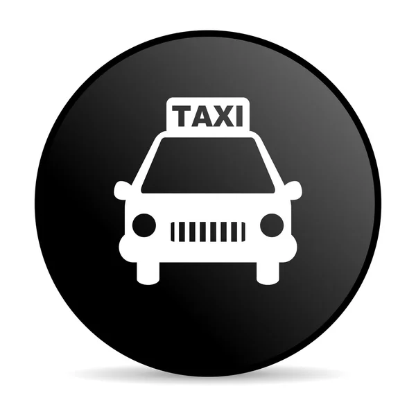 Taxi negro círculo web brillante icono — Foto de Stock