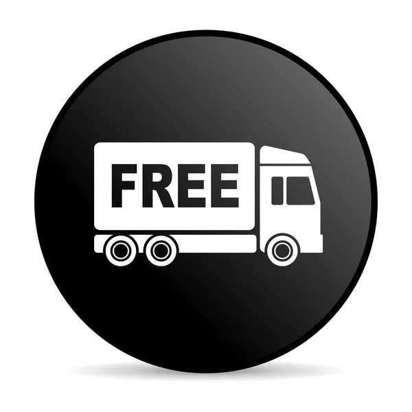 Free delivery black circle web glossy icon — Stock Photo, Image