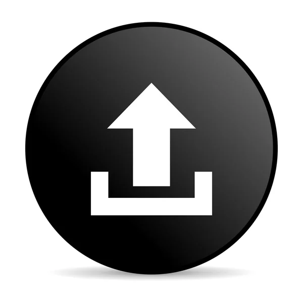 Nahrát ikonu lesklý černý kruh webovou — Stock fotografie