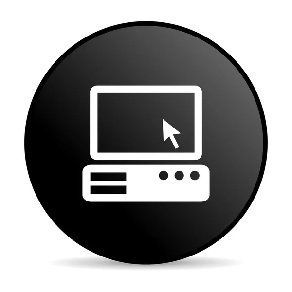 PC zwarte cirkel web glanzende pictogram — Stockfoto