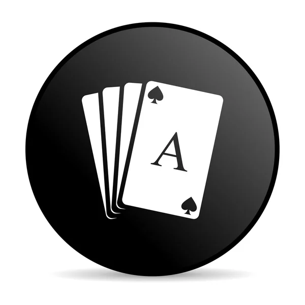 Hrací karty černý lesklý ikona webové kruh — Stock fotografie