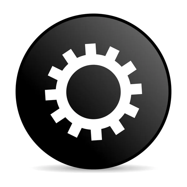 Gears black circle web glossy icon — Stock Photo, Image