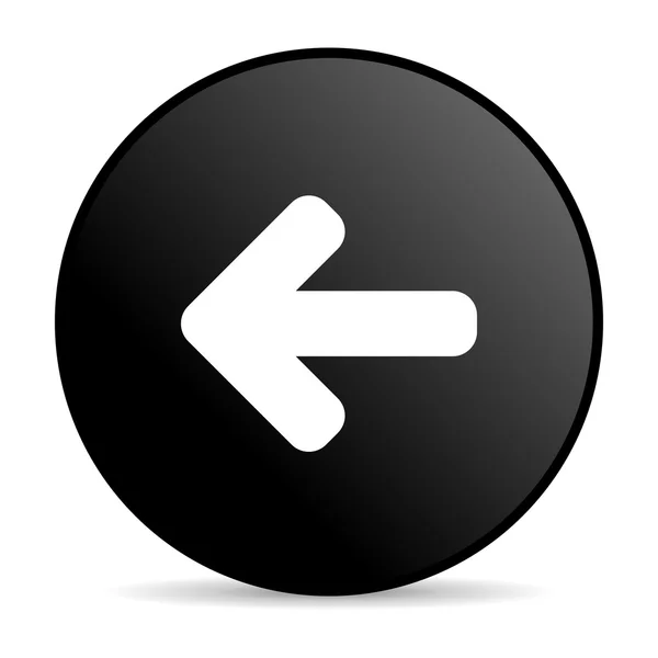 Lesklý ikona šipky vlevo černého kruhu web — Stock fotografie