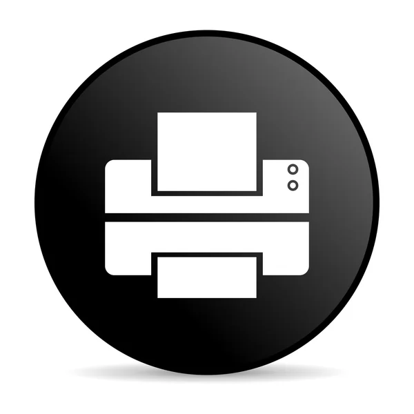 プリンターの黒い円 web 光沢のあるアイコン — ストック写真