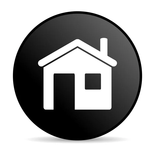 Huis zwarte cirkel web glanzende pictogram — Stockfoto