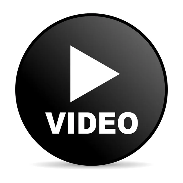 Video schwarzer Kreis Web-Hochglanz-Symbol — Stockfoto