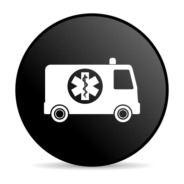 救急車の黒い円 web 光沢のあるアイコン — ストック写真