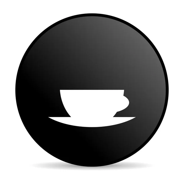 Café tasse noir cercle web icône brillante — Photo