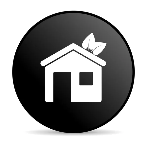 Casa círculo preto web ícone brilhante — Fotografia de Stock