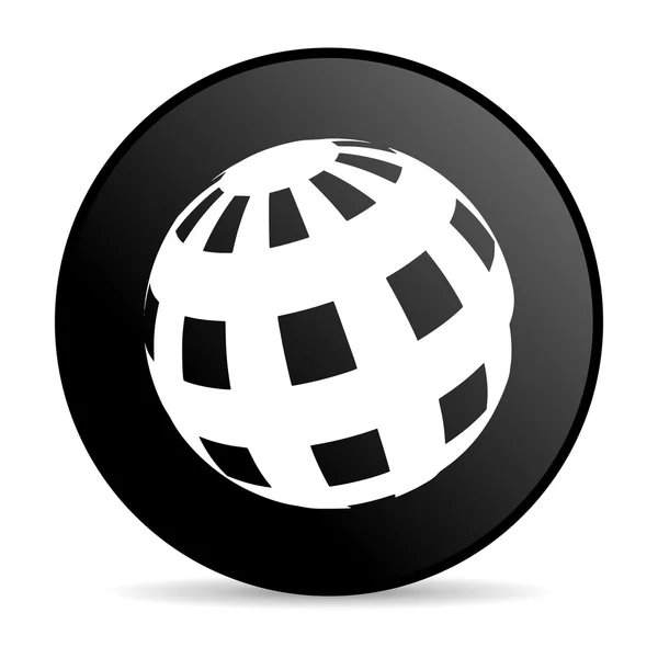 Dünya siyah daire web parlak simgesi — Stok fotoğraf