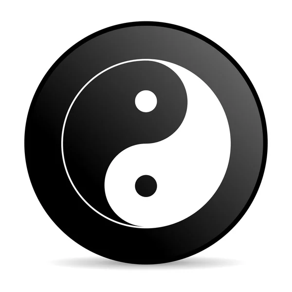 Ying yang zwarte cirkel web glanzende pictogram — Stockfoto