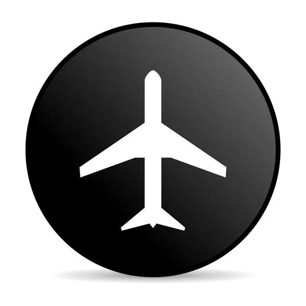 Airplane black circle web glossy icon — Stock Photo, Image