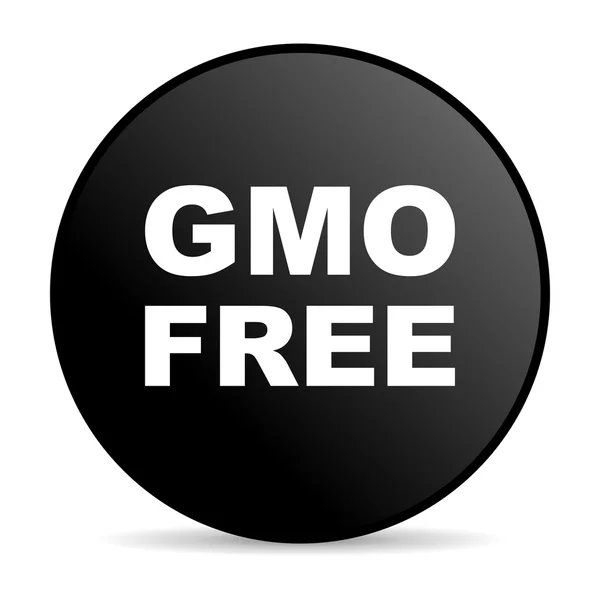 GMO ücretsiz siyah daire web parlak simgesi — Stok fotoğraf