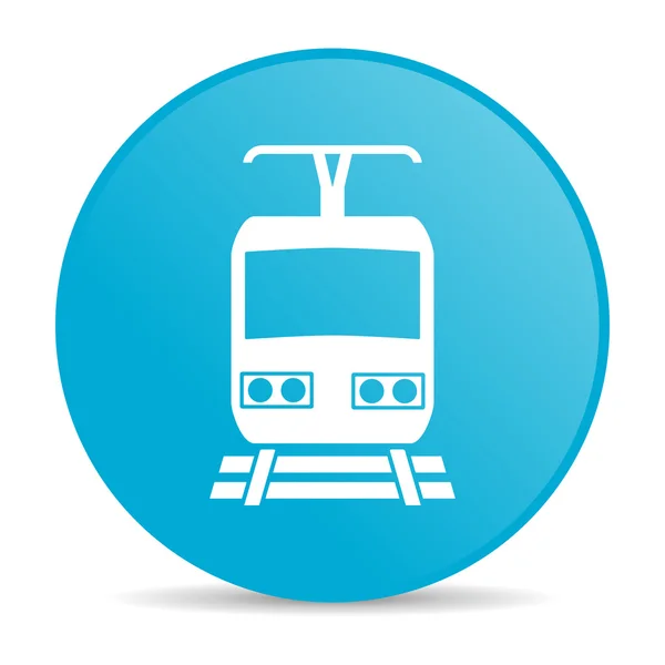 Trem azul círculo web ícone brilhante — Fotografia de Stock