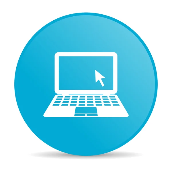 Laptop blauwe cirkel web glanzende pictogram — Stockfoto