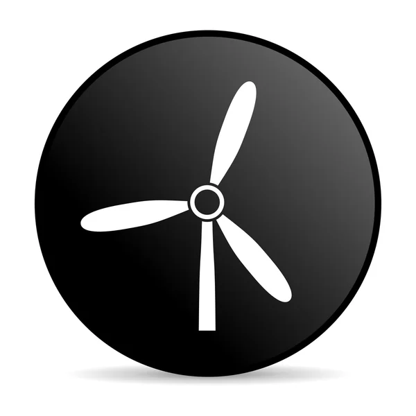 Windmühle schwarzer Kreis Web-Hochglanz-Symbol — Stockfoto