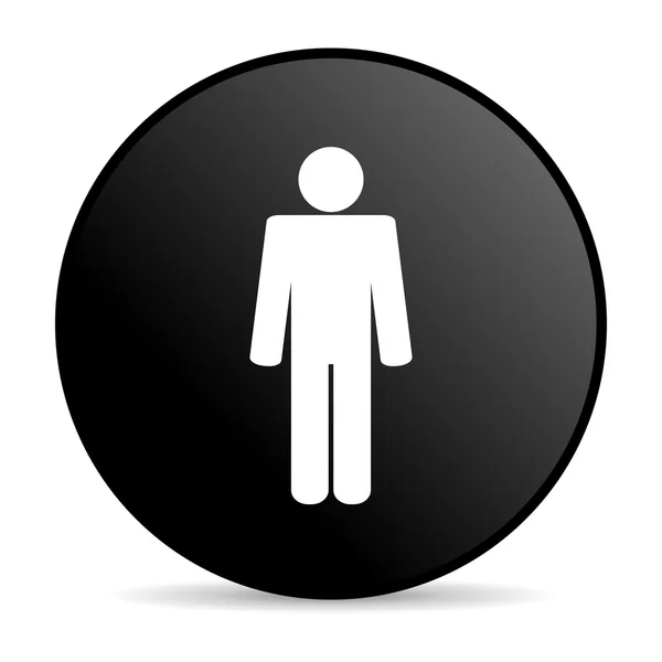 Man zwarte cirkel web glanzende pictogram — Stockfoto