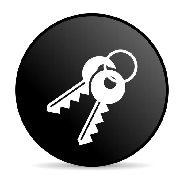 Kulcsok fekete kör web fényes ikon — Stock Fotó
