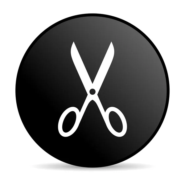Nożyczki czarne koło WWW błyszczący ikona — Zdjęcie stockowe
