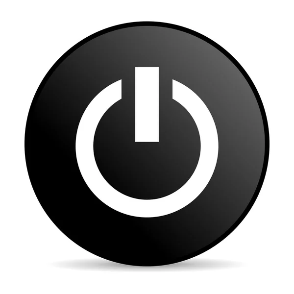 Macht schwarzer Kreis Web-Hochglanz-Symbol — Stockfoto