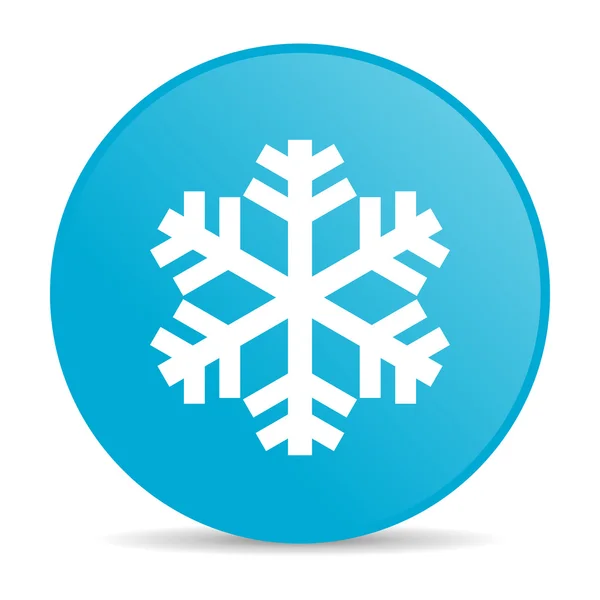 Sneeuwvlok blauwe cirkel web glanzende pictogram — Stockfoto