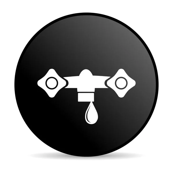 Wody czarny koło WWW błyszczący ikona — Zdjęcie stockowe