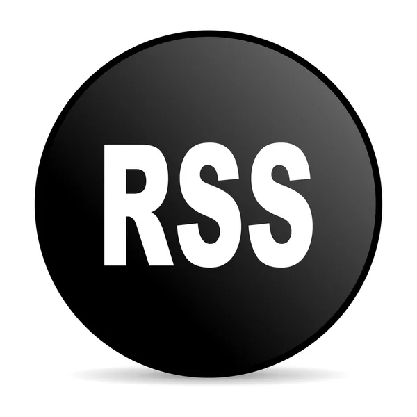 RSS μαύρο γυαλιστερό εικονίδιο web κύκλο — Φωτογραφία Αρχείου