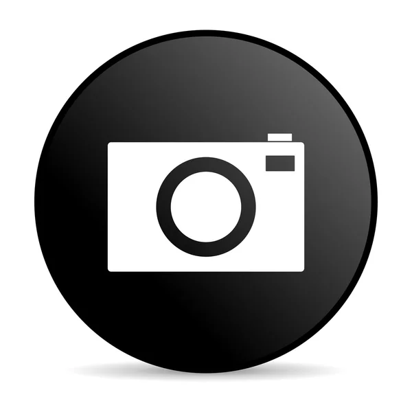 Lesklý ikona webové kamery černého kruhu — Stock fotografie