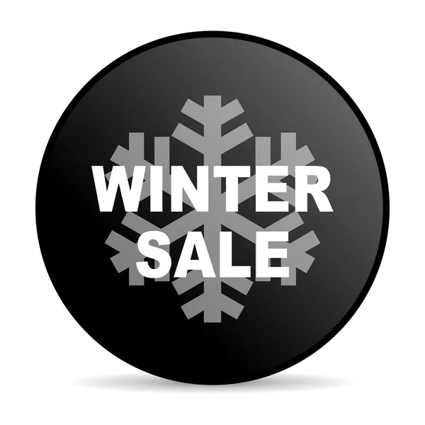 Inverno venda círculo preto web ícone brilhante — Fotografia de Stock