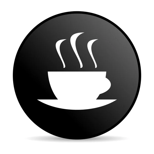 Café negro círculo web brillante icono —  Fotos de Stock