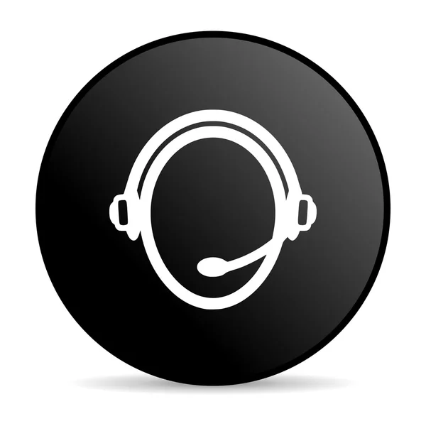 Γυαλιστερό εικονίδιο web μαύρο κύκλο υπηρεσία πελατών — Φωτογραφία Αρχείου