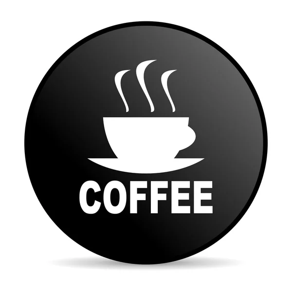 Lesklý ikona webové káva černý kruh — Stock fotografie