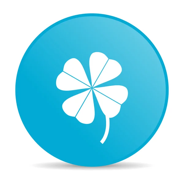 Klavertje vier blauwe cirkel web glanzende pictogram — Stockfoto