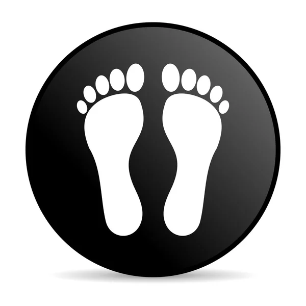Fußabdruck schwarzer Kreis Web-Hochglanz-Symbol — Stockfoto