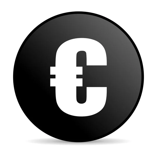 Euro preto círculo web ícone brilhante — Fotografia de Stock