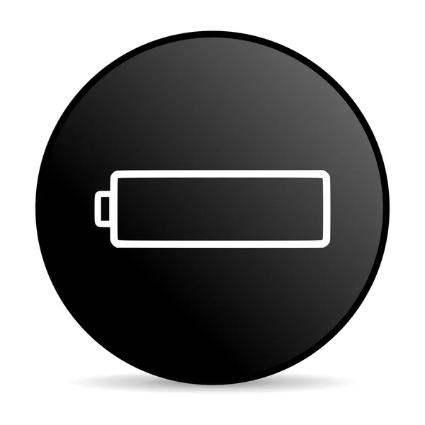 Battery black circle web glossy icon — Stock Photo, Image