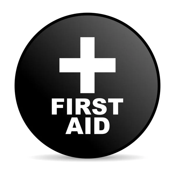 First aid black circle web glossy icon — Zdjęcie stockowe