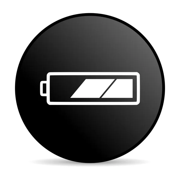 Battery black circle web glossy icon — Stock Photo, Image