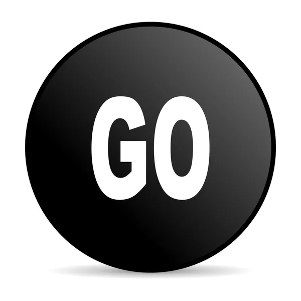 Go black circle web glossy icon — Stock Photo, Image