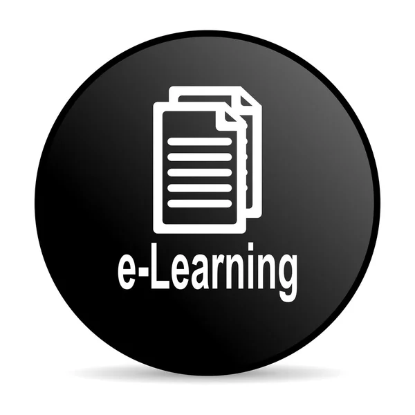 E-learning black circle web glossy icon — Stock Photo, Image