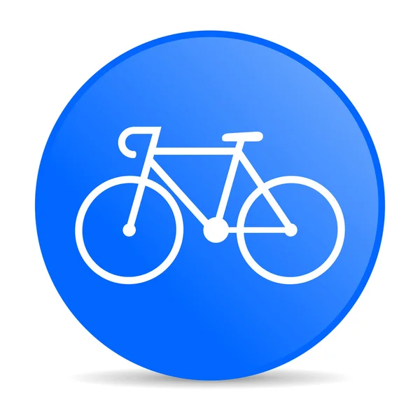 Bicicleta azul círculo web ícone brilhante — Fotografia de Stock