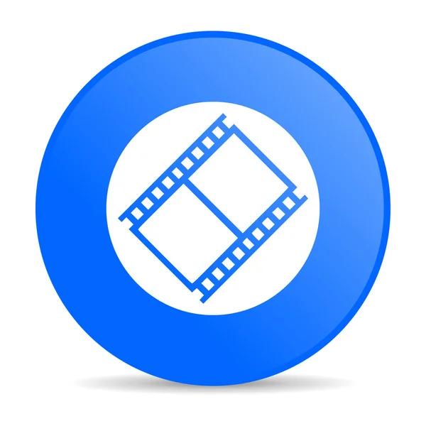 Filme azul círculo web ícone brilhante — Fotografia de Stock