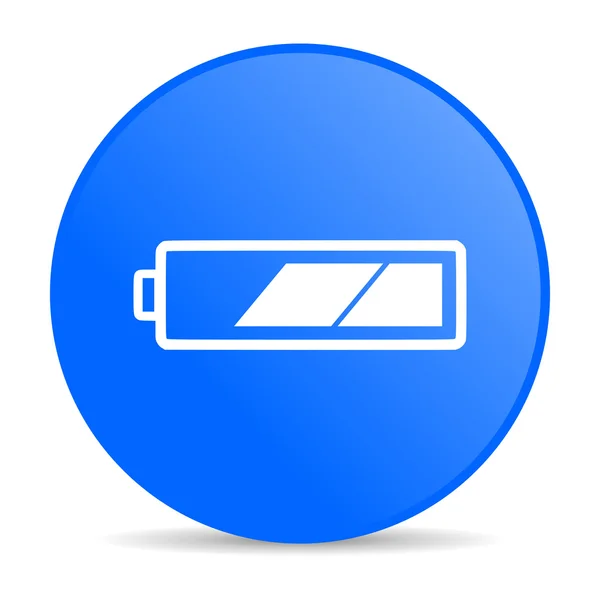バッテリのブルーの円 web 光沢のあるアイコン — ストック写真