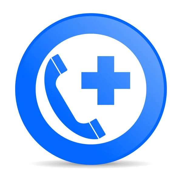 Notruf blauer Kreis Web-Hochglanz-Symbol — Stockfoto