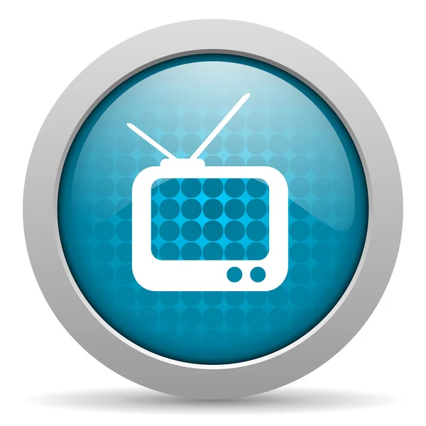 テレビのブルーの円 web 光沢のあるアイコン — ストック写真