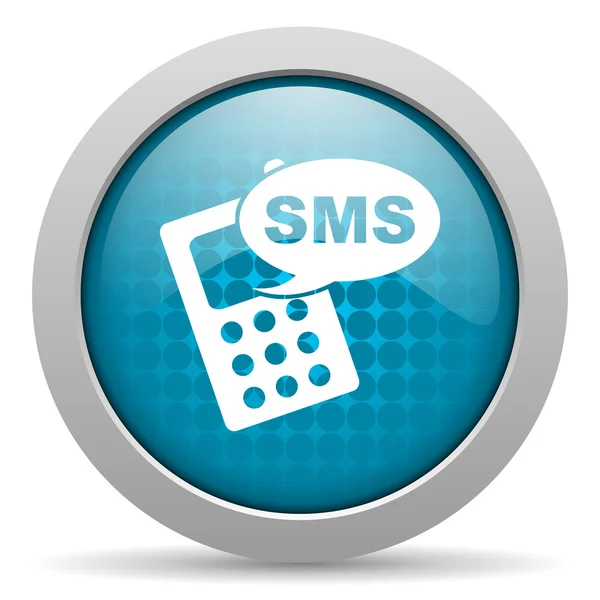 SMS blauer Kreis Web-Hochglanz-Symbol — Stockfoto
