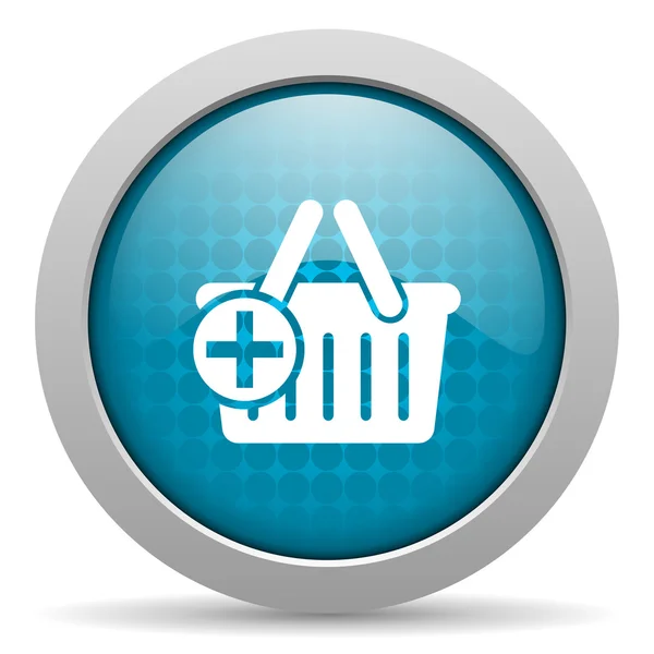 Carrinho de compras azul círculo web ícone brilhante — Fotografia de Stock