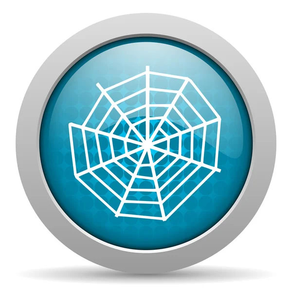 Pająk web niebieskie koło WWW błyszczący ikona — Zdjęcie stockowe